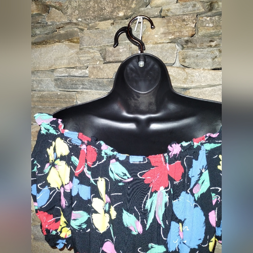 Rixo like new maxi dress, black floral size ten, off the shoulder, - Picture 3 of 11